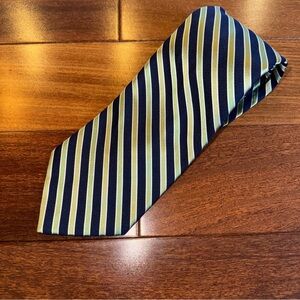 Nautica Striped Pattern Navy And Green Designer 100% Silk Necktie